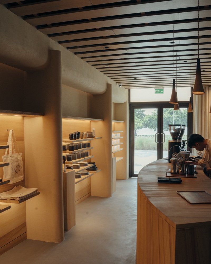 Backlit retail shelving for beans and brew kit